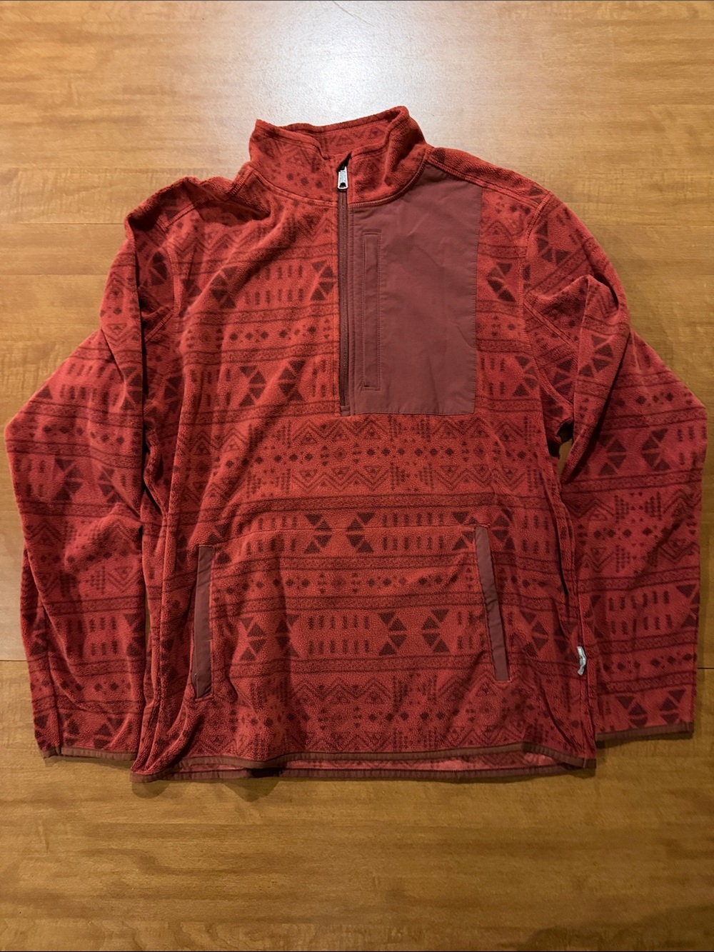Duluth Trading Co Red Patterned Quarter-Zip Fleece Pullover